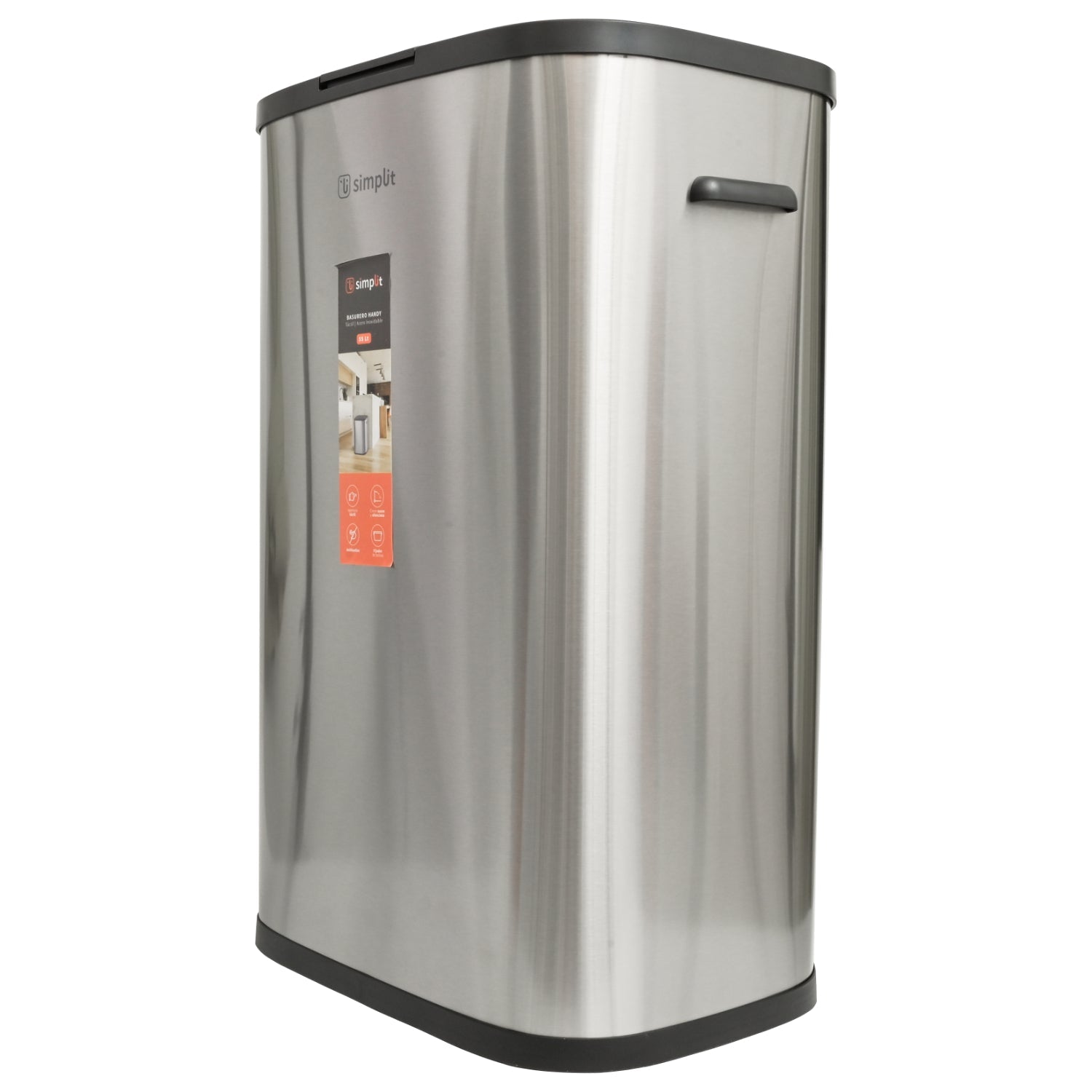 Basurero Cocina Handy 55lts Táctil Acero Inox Simplit