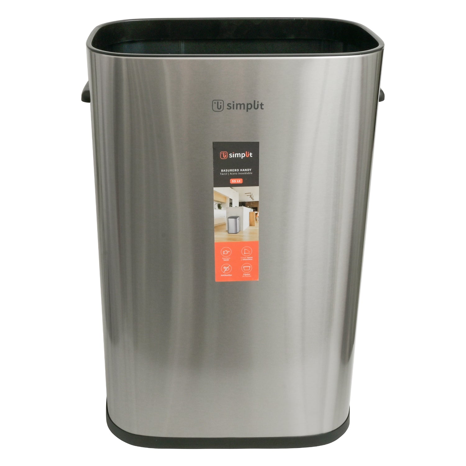 Basurero Cocina Handy 55lts Táctil Acero Inox Simplit