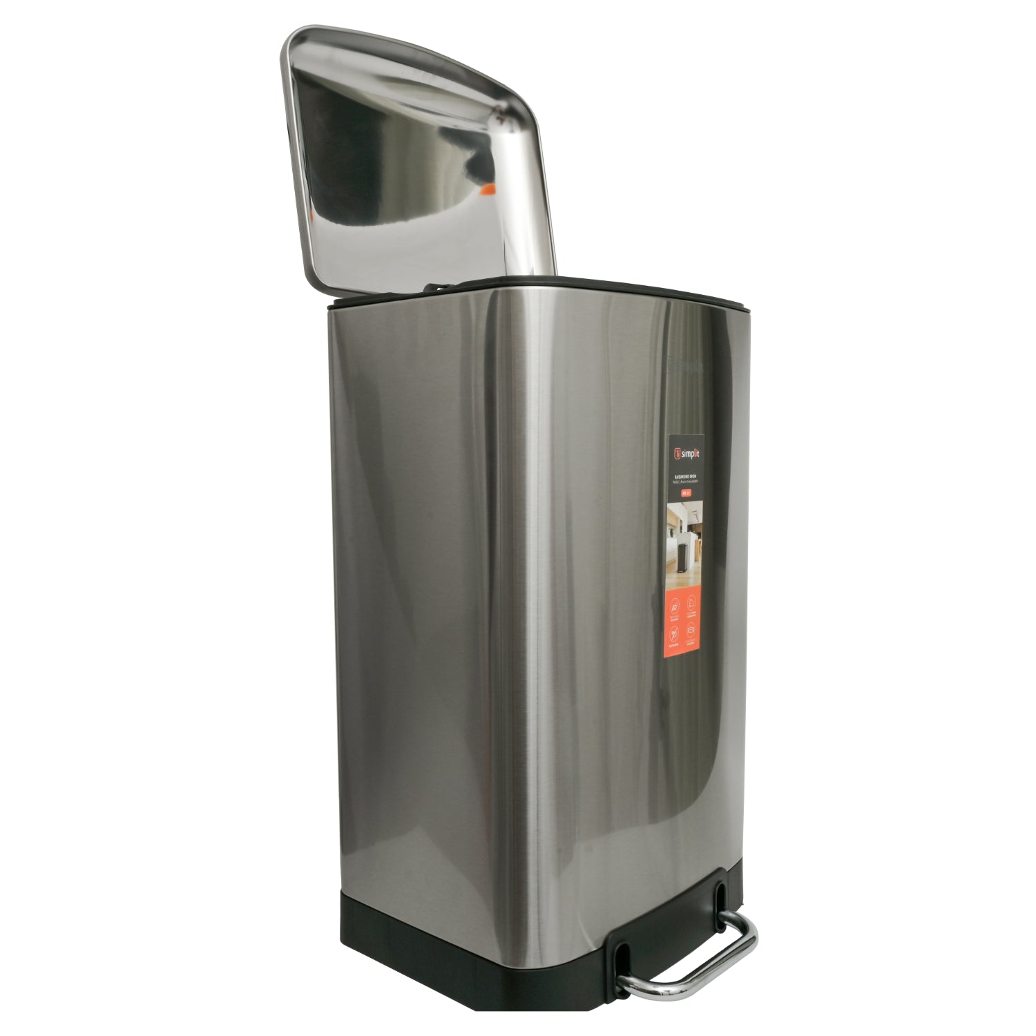 Basurero Cocina Iron 40lts Pedal Acero Inox Simplit