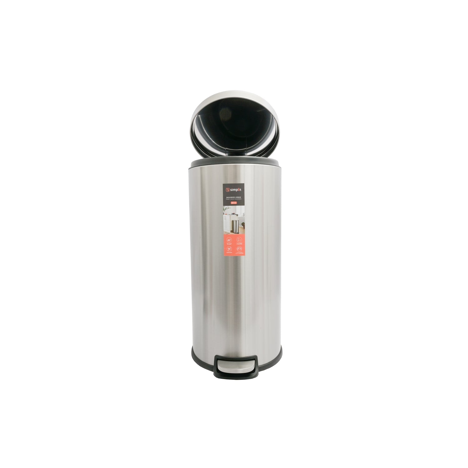 Basurero Cocina Urban 30lts Pedal Acero Inox Simplit