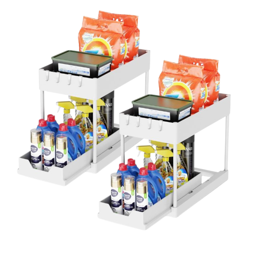 Set de 2 Organizadores Bajo Lavaplatos 2 Niveles Blanco Just Organizer