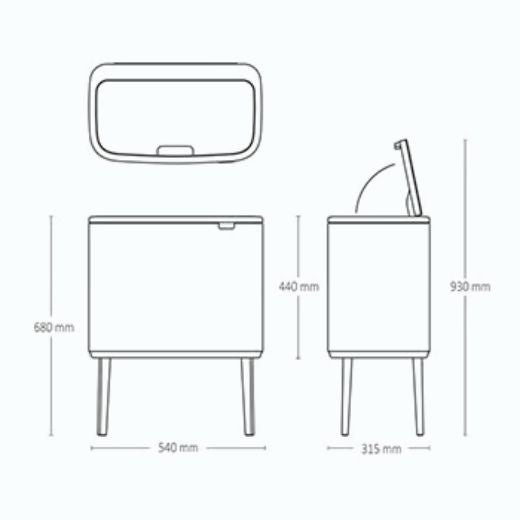 Basurero Bo Touch 11 + 23 Litros Beige Suave Brabantia®