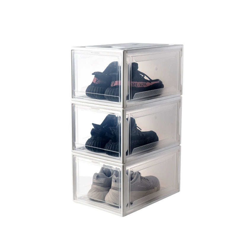 Set 10 Cajas Organizadoras de Zapatos – Blanco Transparente | Apilables y de Fácil Armado