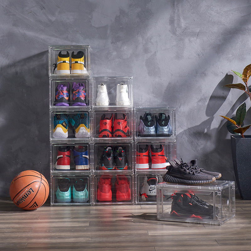Set 10 Cajas Organizadoras de Zapatos – Blanco Transparente | Apilables y de Fácil Armado
