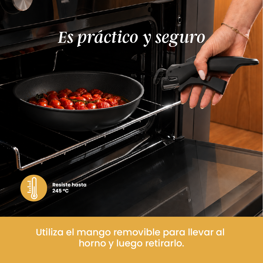Set de Ollas Apilables Fit 10 Piezas – Antiadherente Cerámico, Mango Removible e Inducción | Color Negro