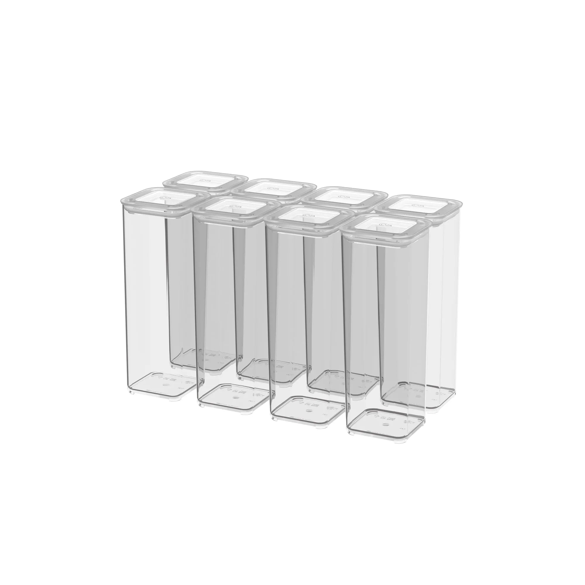 Contenedores Herméticos Modulares Transparente 1,2L Pack 8 Piezas Coza®
