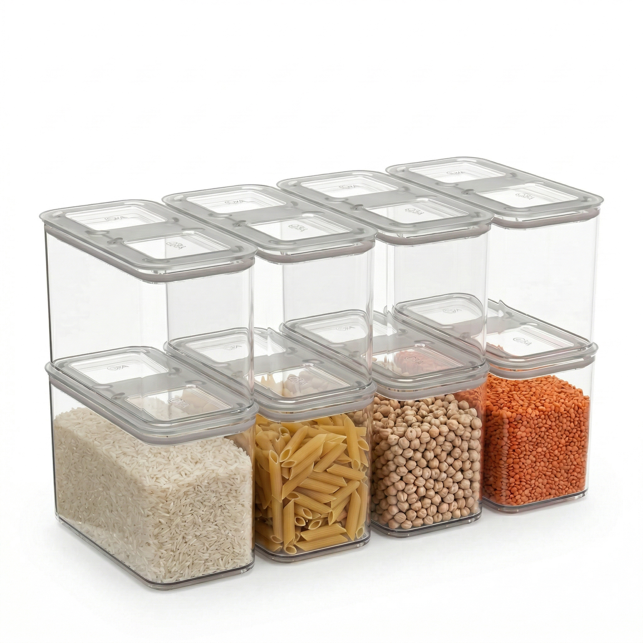 Contenedores Herméticos Modulares Transparente 1,3L Pack 8 Piezas Coza®