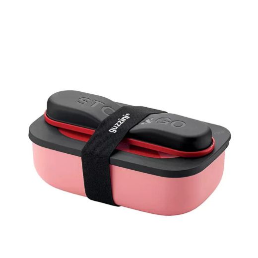 Lunch Box con Cubiertos Rosado/Rojo con Negro Guzzini®