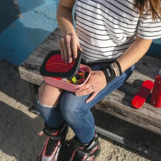 Lunch Box con Cubiertos Rosado/Rojo con Negro Guzzini®