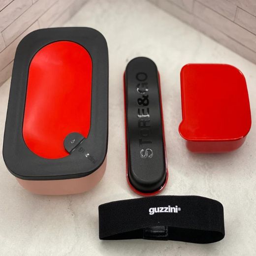 Lunch Box con Cubiertos Rosado/Rojo con Negro Guzzini®