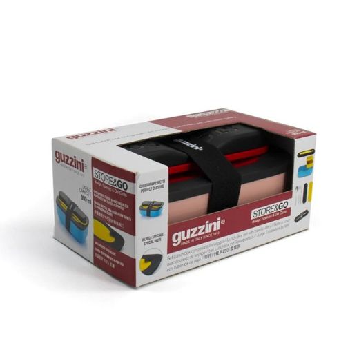 Lunch Box con Cubiertos Rosado/Rojo con Negro Guzzini®