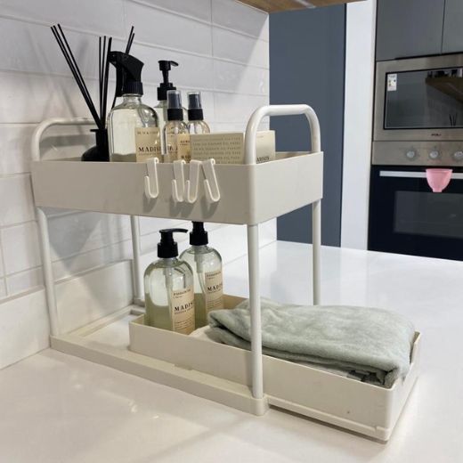 Organizador Bajo Lavaplatos 2 Niveles Blanco Just Organizer