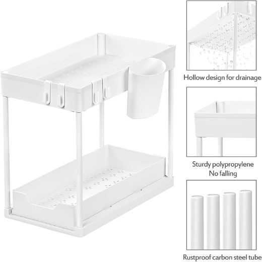Organizador Bajo Lavaplatos 2 Niveles Blanco Just Organizer