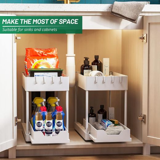 Organizador Bajo Lavaplatos 2 Niveles Blanco Just Organizer
