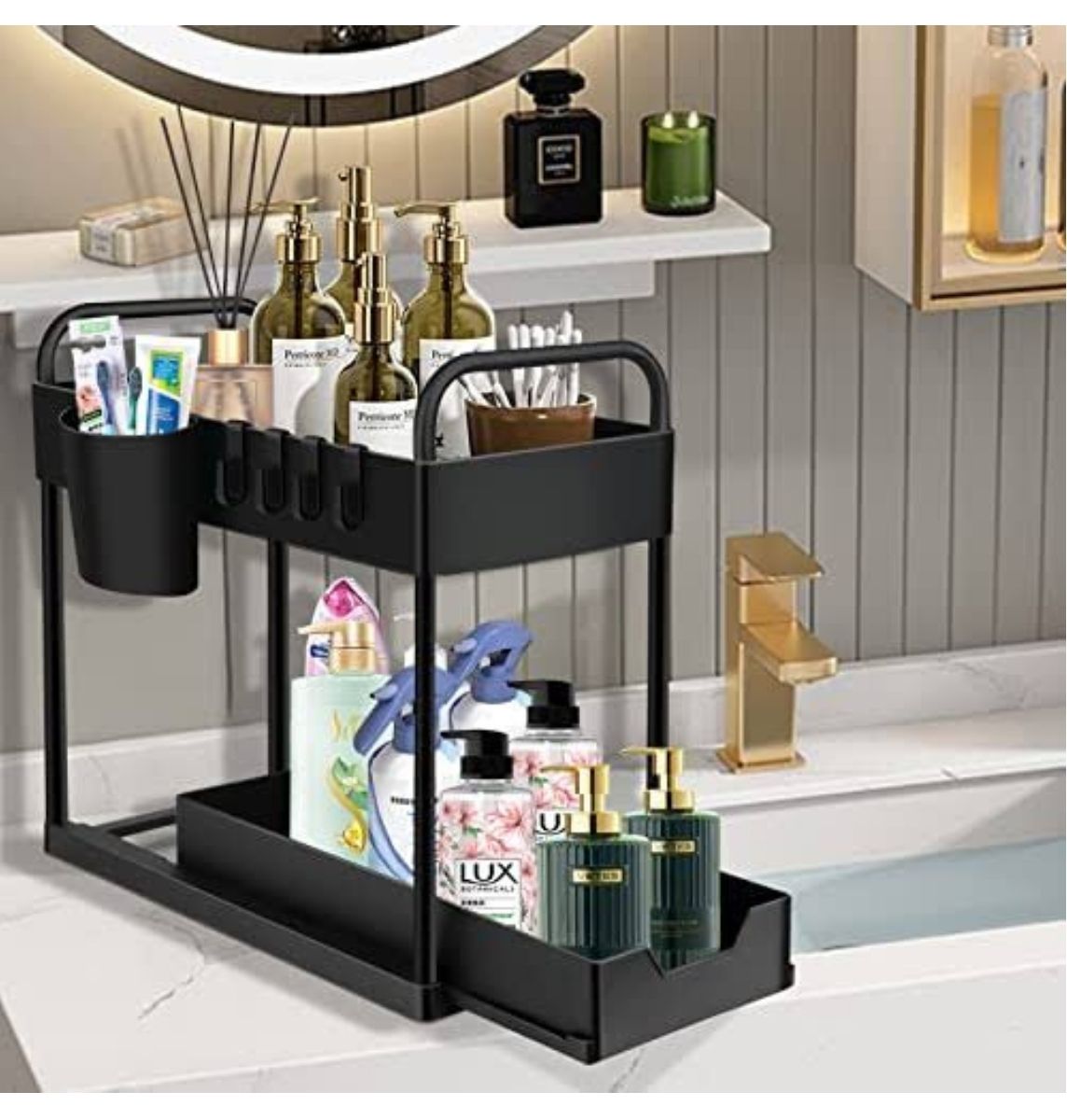 Organizador Bajo Lavaplatos 2 Niveles Negro Just Organizer