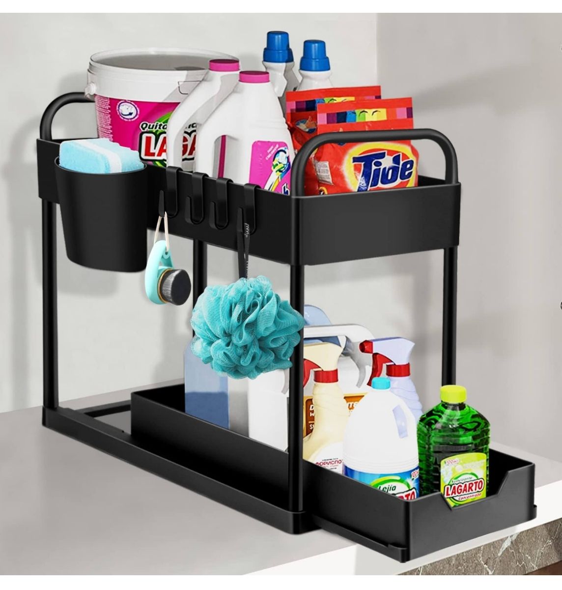 Organizador Bajo Lavaplatos 2 Niveles Negro Just Organizer