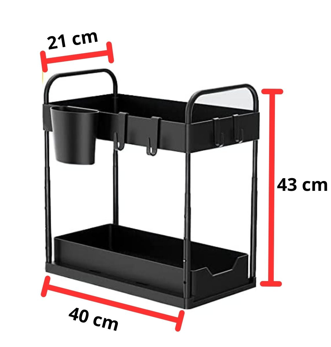 Organizador Bajo Lavaplatos 2 Niveles Negro Just Organizer