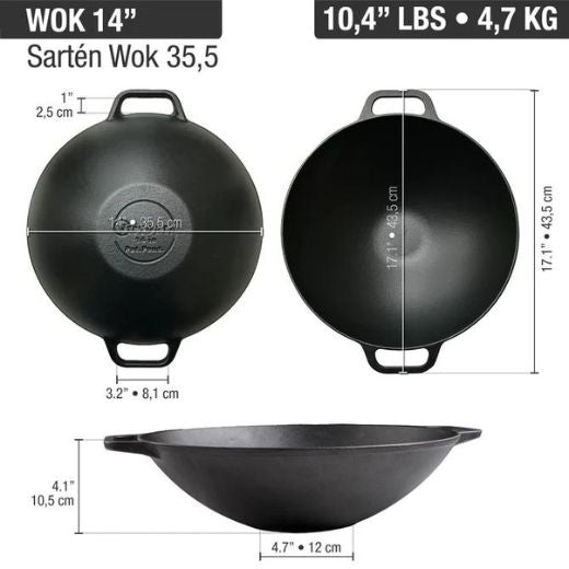 Sartén Wok de Hierro Fundido Esmaltada 35 cm Victoria®