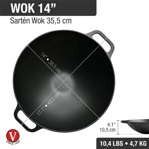 Sartén Wok de Hierro Fundido Esmaltada 35 cm Victoria®