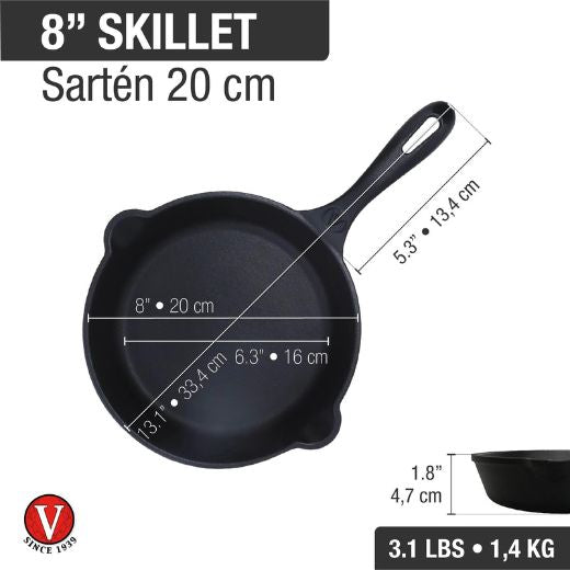 Sartén en Hierro Fundido Precurada 20 cm Victoria®