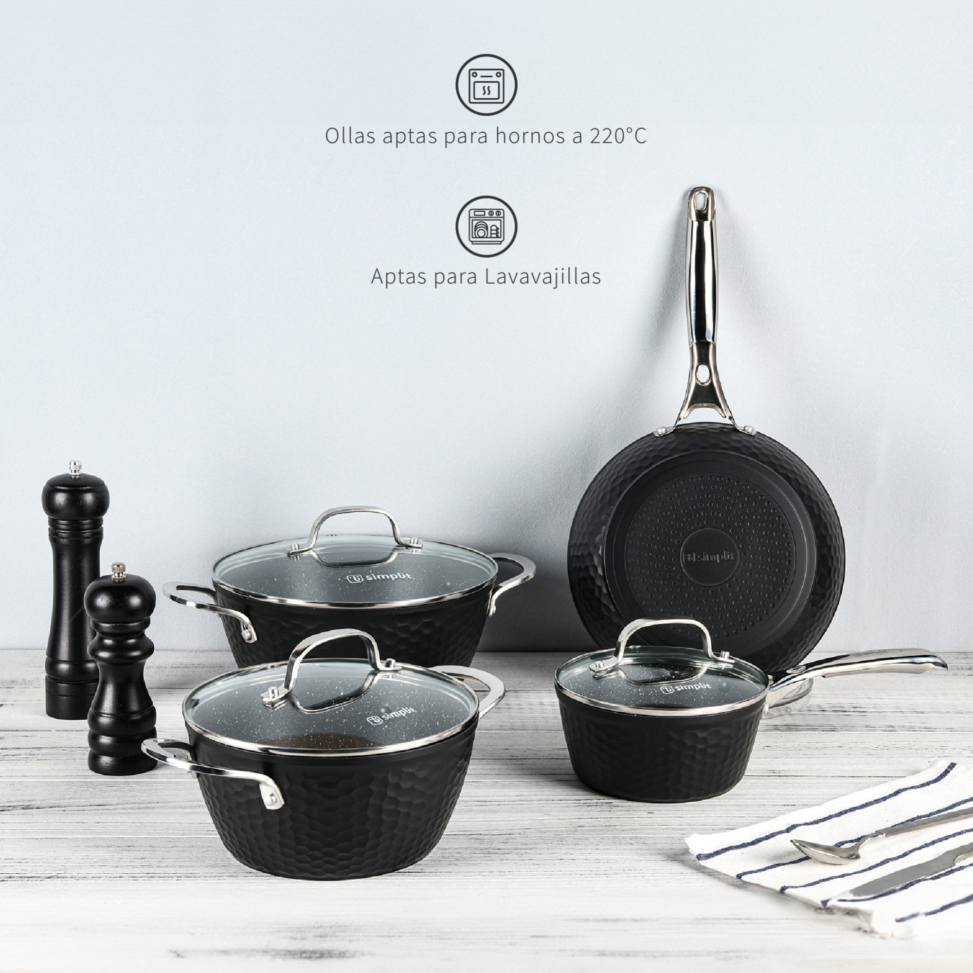 Batería de Cocina Antiadherente Black Copper 7 Pzs Simplit
