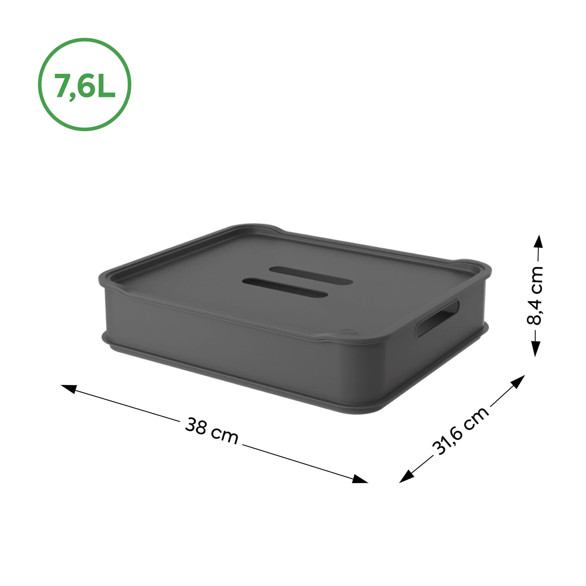 Caja Organizadora con Tapa Fit Maxi 7,6 Litros Gris Grafito Coza®