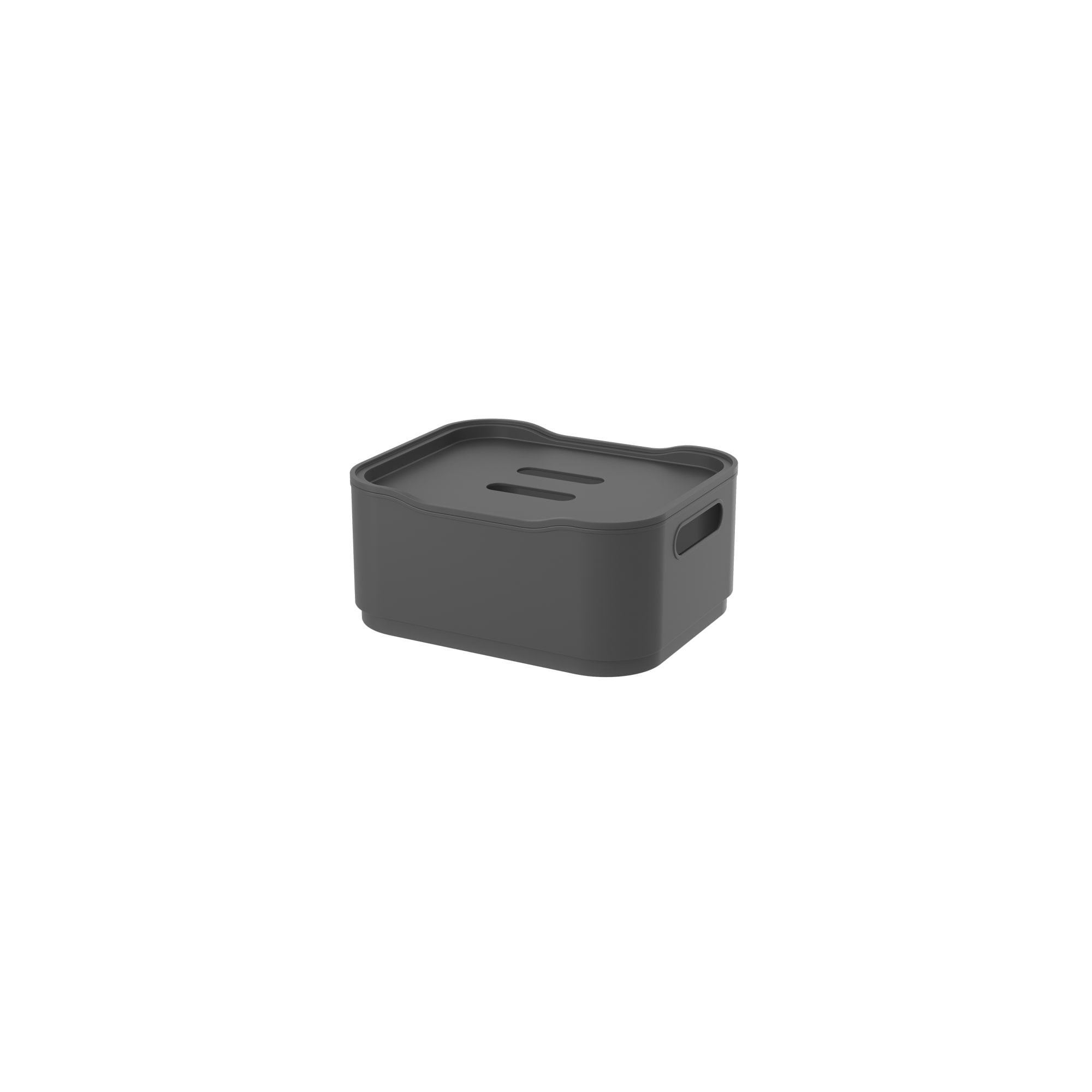 Caja Organizadora con Tapa Fit Pequeña 1,75 Litros Gris Grafito Coza®