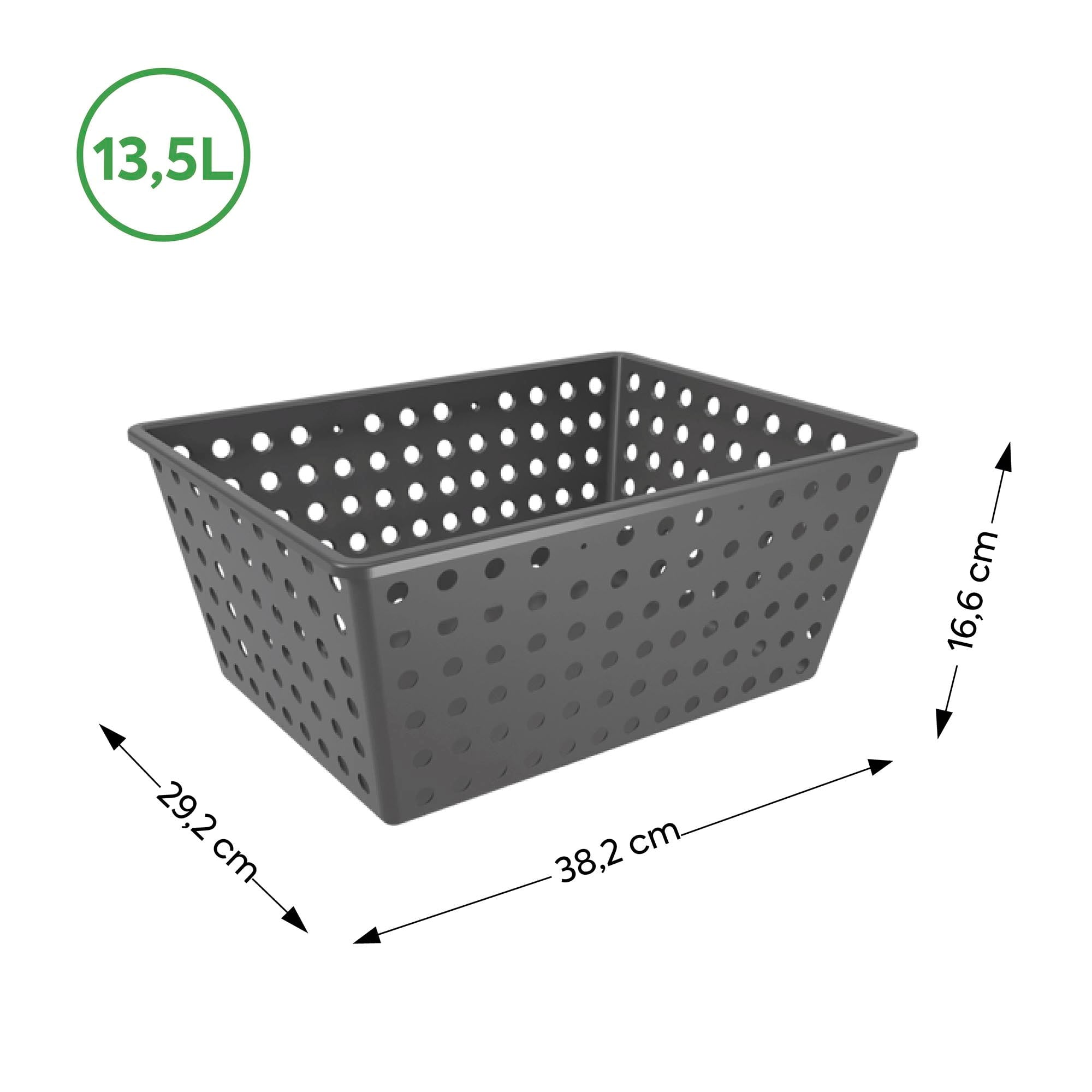 Cesta Organizadora One Maxi 13,5 Litros Gris Grafito Coza®