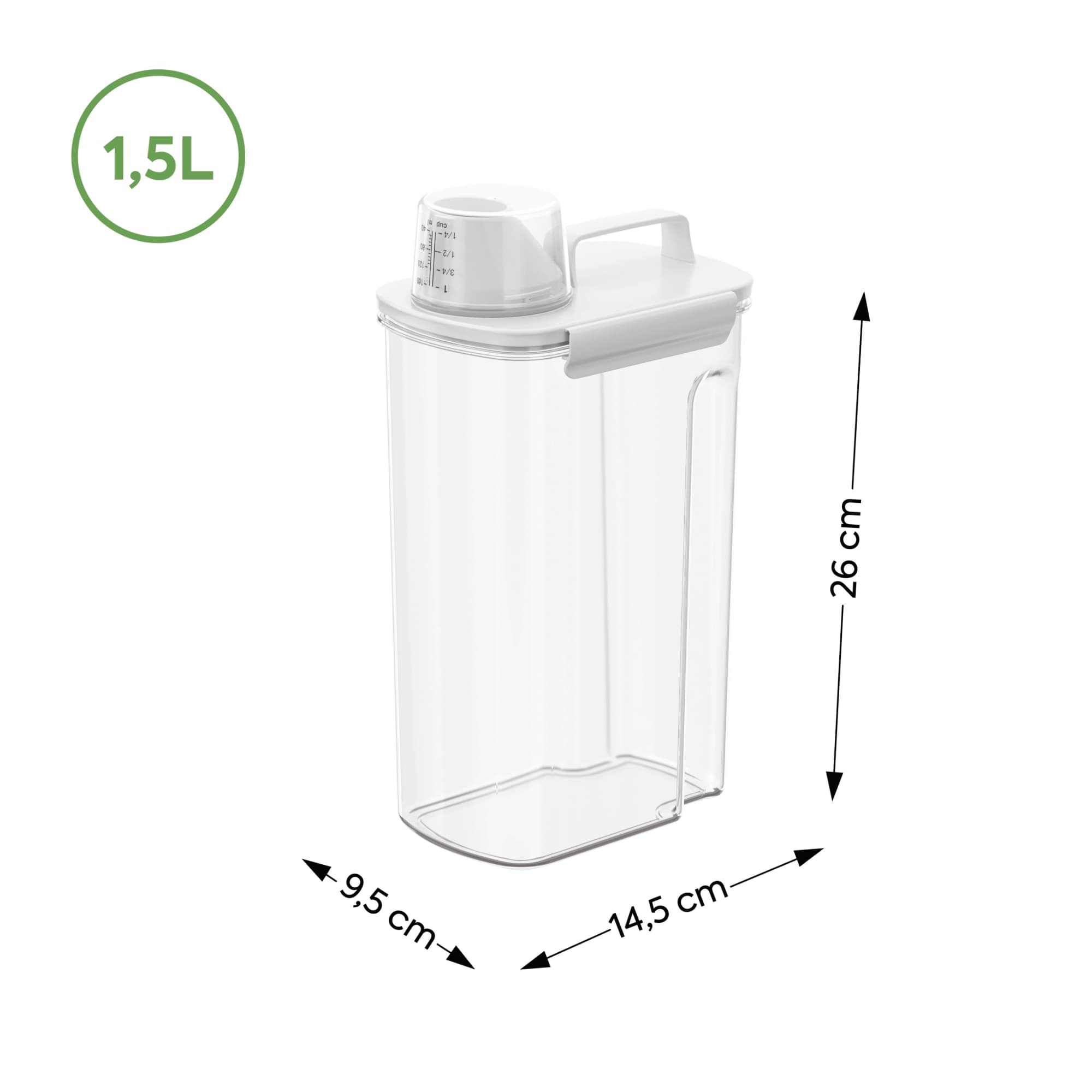 Dispensador con Medidas New Retrô 1,5 Litros Cristal Coza®