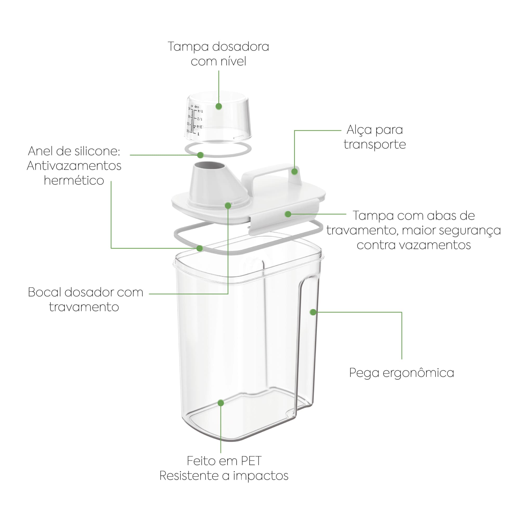 Dispensador con Medidas New Retrô 3,9 Litros Cristal Coza®