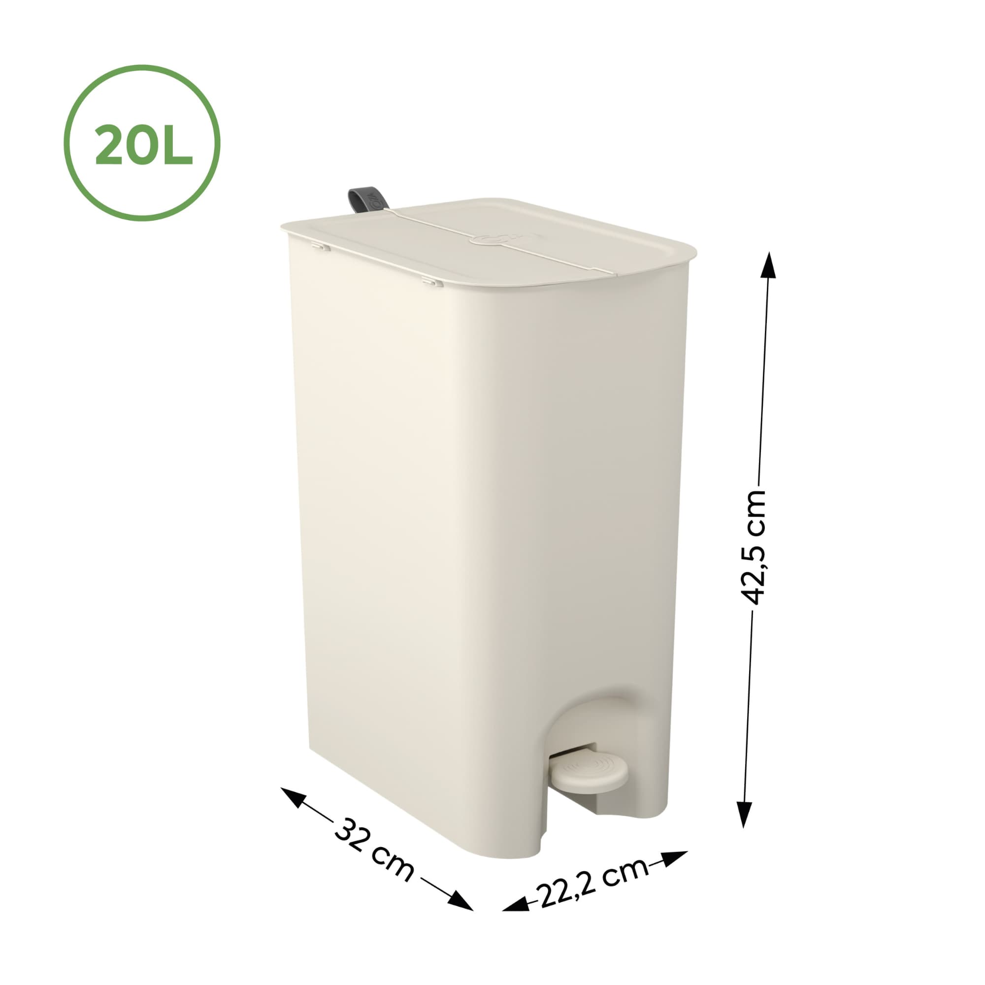 Basurero Borboleta con Pedal 20L Gris Claro con Asa Coza®