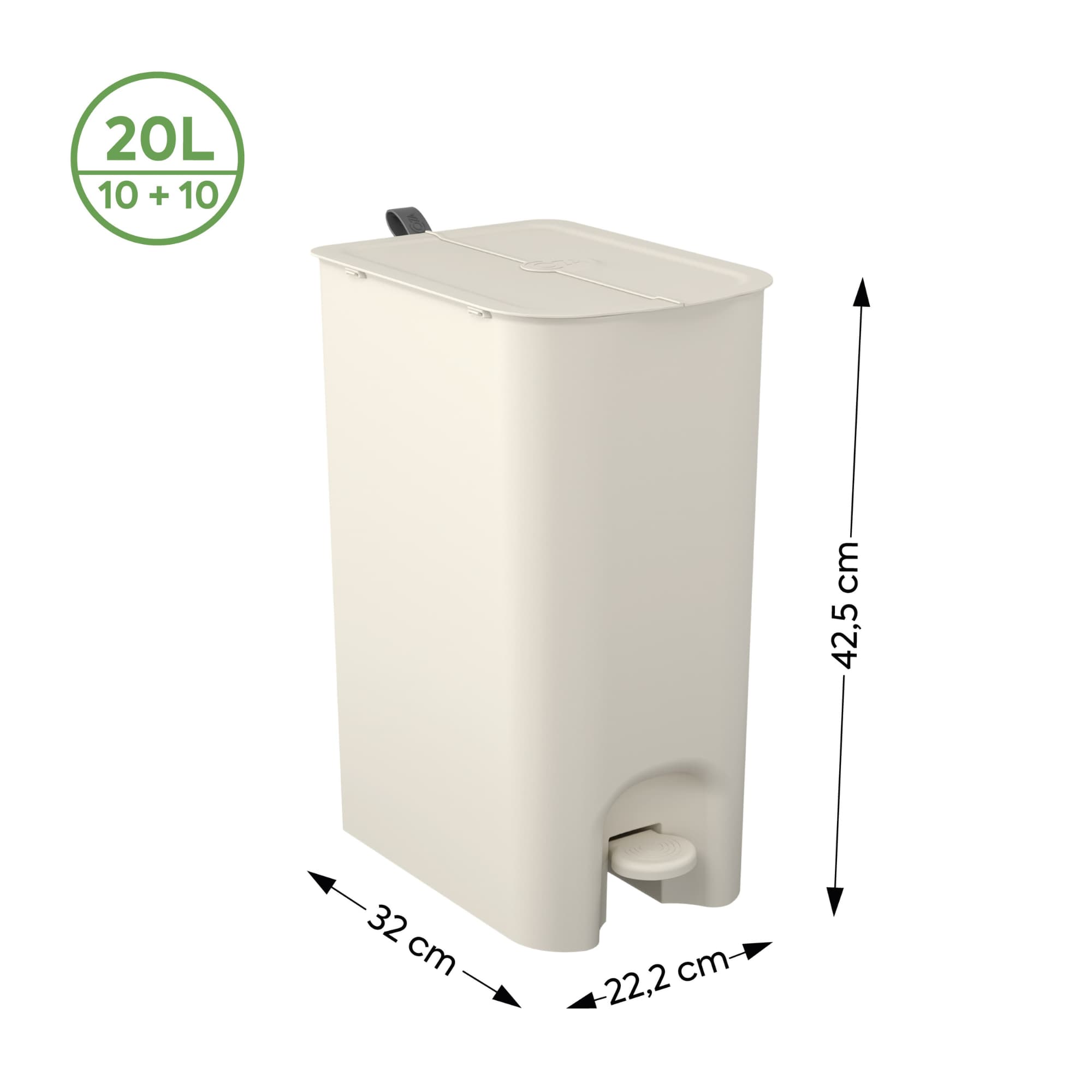 Basurero con Pedal 10+10 Litros Gris Claro con Asa Coza®