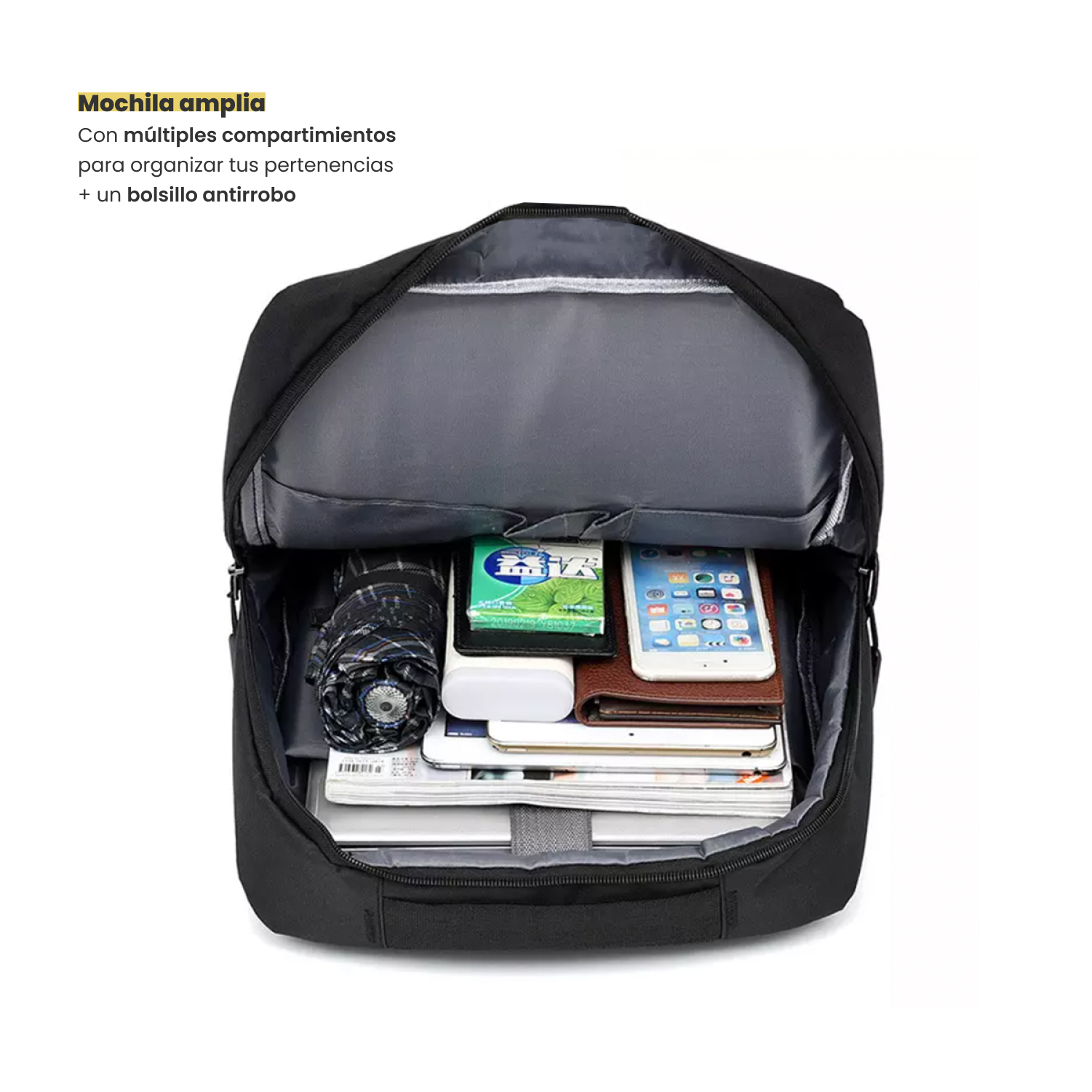 Mochila para Notebook con Puerto USB 15" Negra Levo