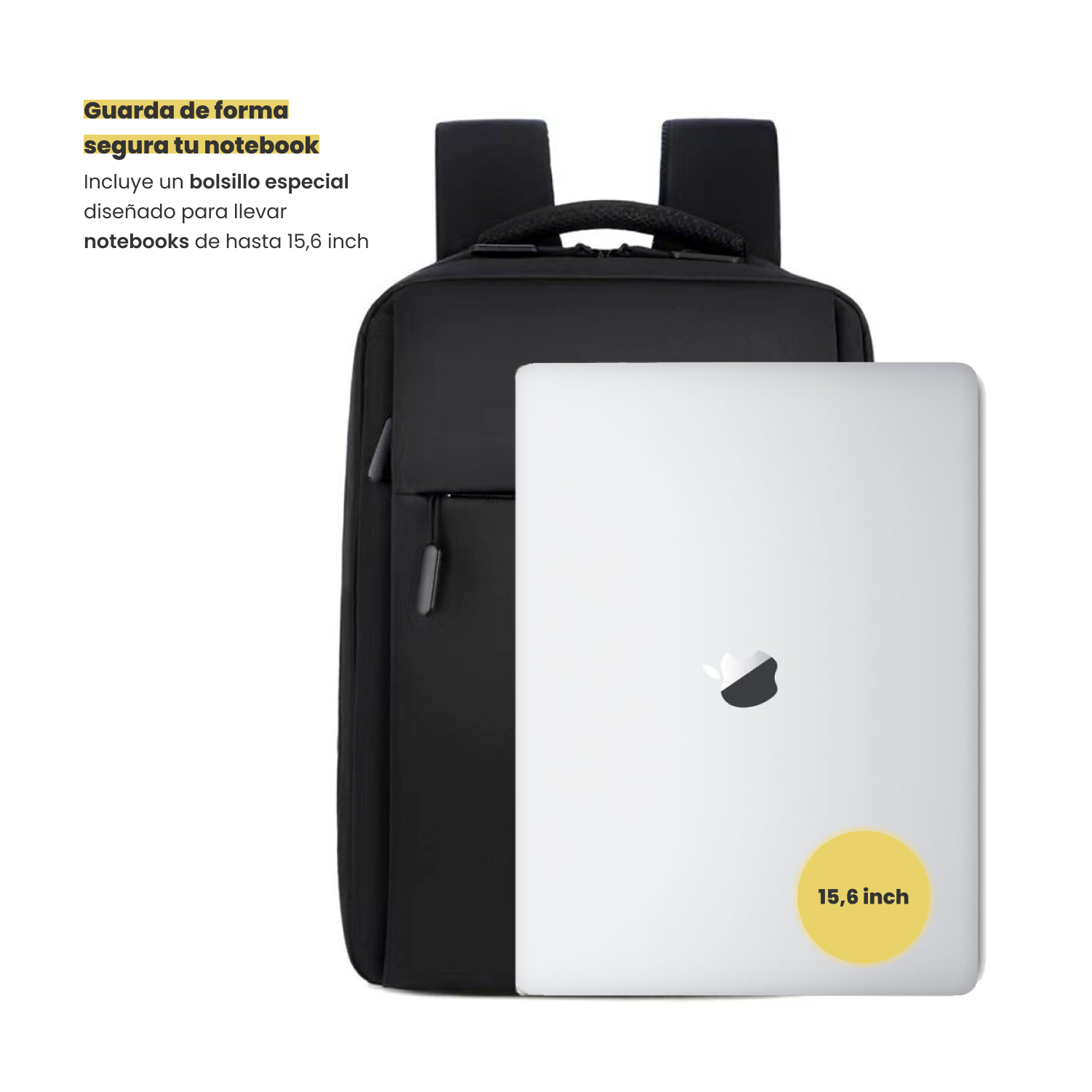 Mochila para Notebook con Puerto USB 15" Negra Levo
