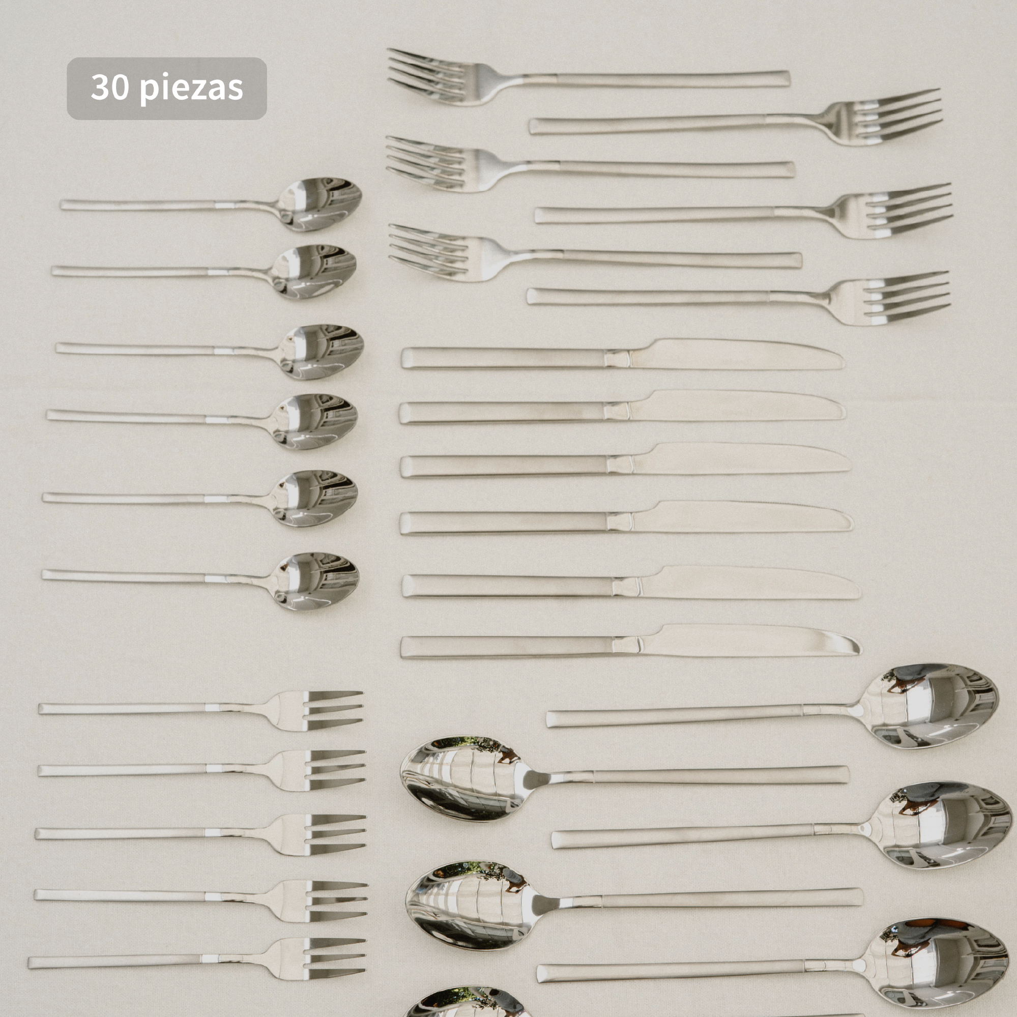 Set de Cuchillería 30 pcs Cubiertos Acero Inoxidable Puglia