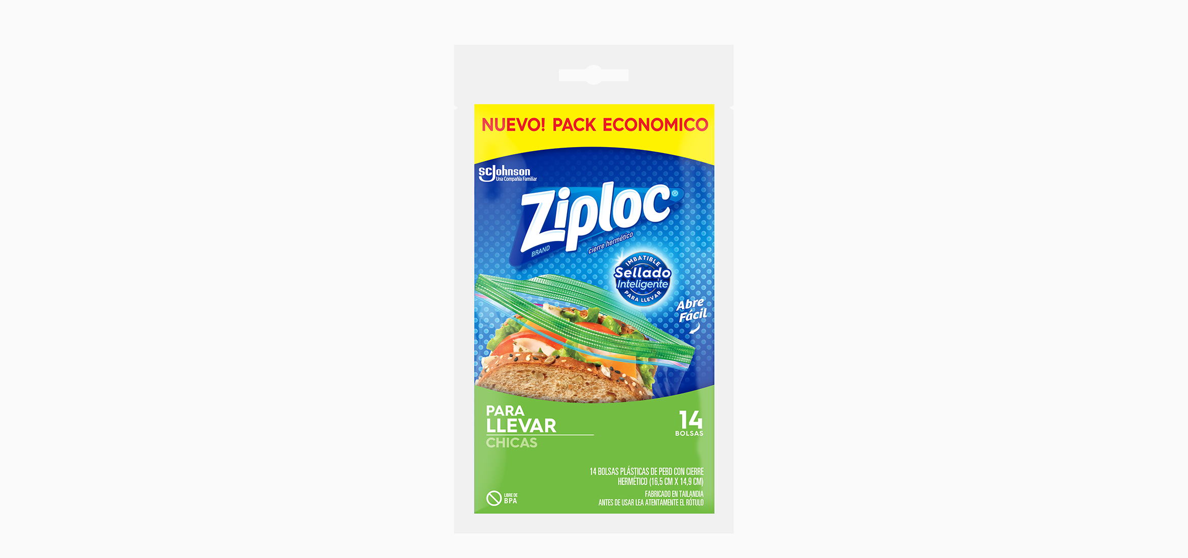 Bolsa Ziploc® Sandwich Con Cierre Hermético 14 unidades
