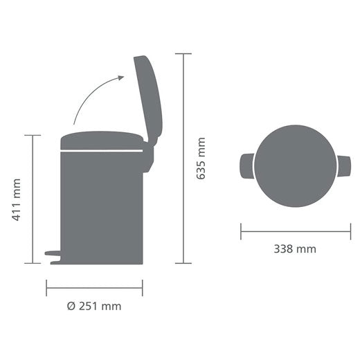 Basurero Pedal NewIcon 12 Litros Negro Mate Brabantia®