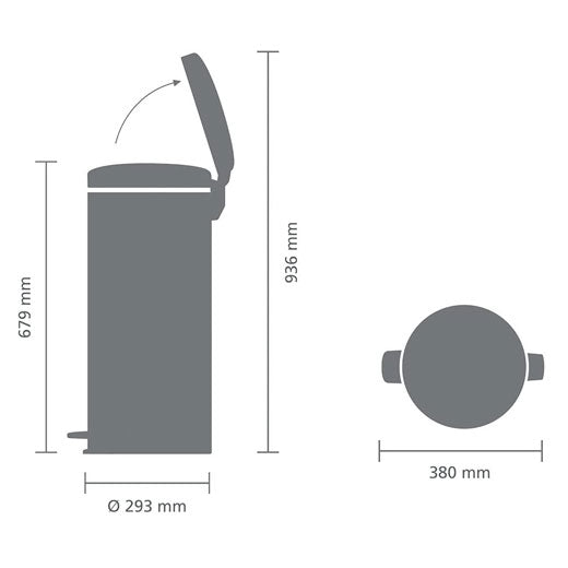 Basurero Pedal NewIcon 30 Litros Negro Mate Brabantia®