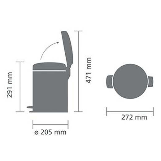 Basurero Pedal NewIcon 5 Litros Gris Metálico Brabantia®