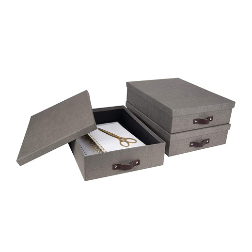 Caja de Almacenaje de Documentos Oskar Canvas Gris Bigso®