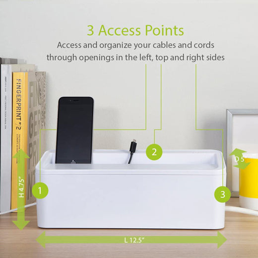 Caja Organizadora de Cables y Estación de Carga  Blanco In-Box Charging UT Wire®