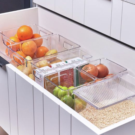 Contenedor Plástico Transparente Mediano para Despensa y Refrigerador 21x19x15cm BoxSweden®