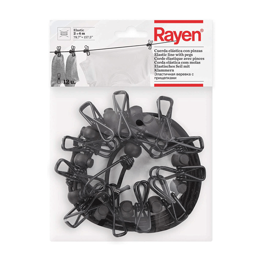 Cuerda Elástica con Pinzas para Colgar Ropa Rayen®