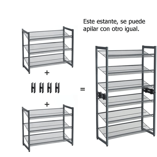 Estante para Zapatos de 3 Niveles Ajustable Gris Oscuro Songmics®