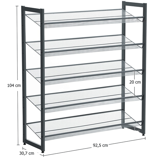 Estante para Zapatos de 5 Niveles Ajustable Gris Oscuro Songmics®