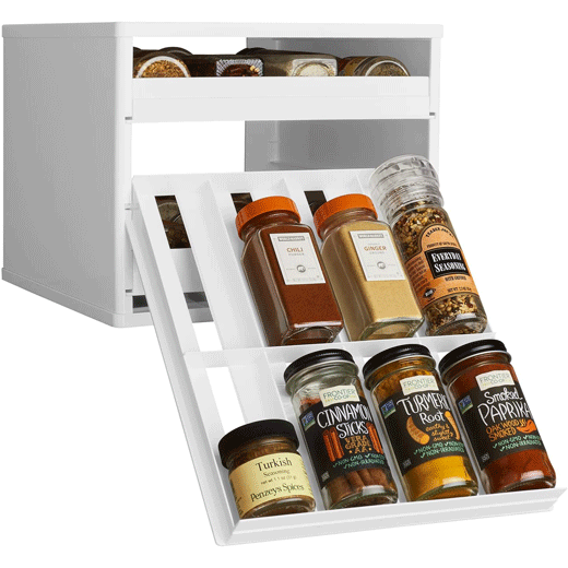 YouCopia SpiceStack - Organizador ajustable para especias, 24 botellas de  condimentos y especias para armario de cocina y organización de despensa  con