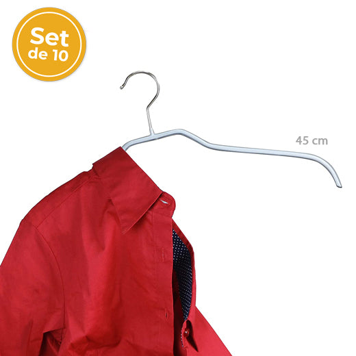 Set 5 colgadores de ropa Mawa® Bodyform con barra 42 cm Silver