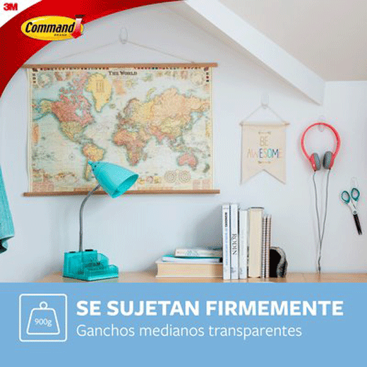 Set 2 Ganchos Transparentes Medianos Command™ (sostienen hasta 900grs)