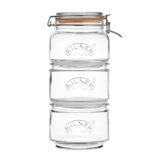 Set 3 Frascos Redondos Apilables con Cierre Clip Kilner®