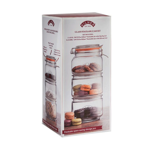 Set 3 Frascos Redondos Apilables con Cierre Clip Kilner®